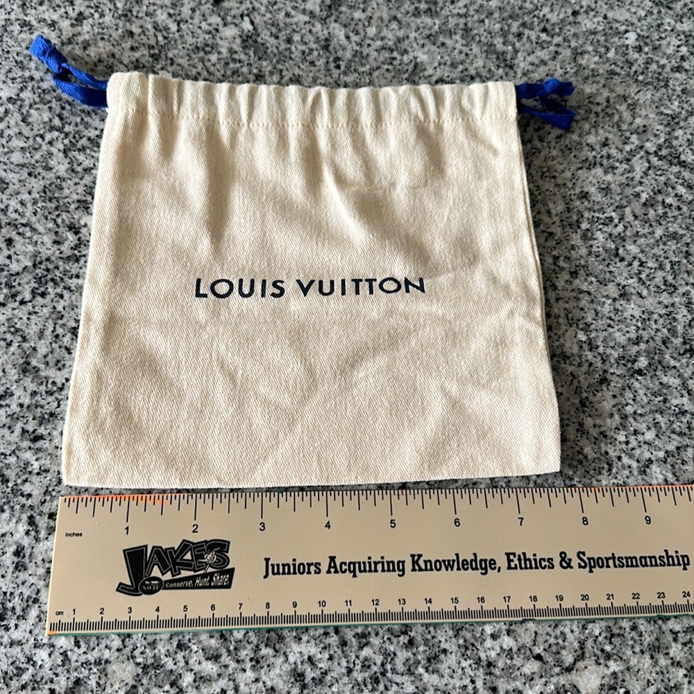 Louis Vuitton Cream Drawstring Dust Bag with Blue Ties - Picture 3 of 4